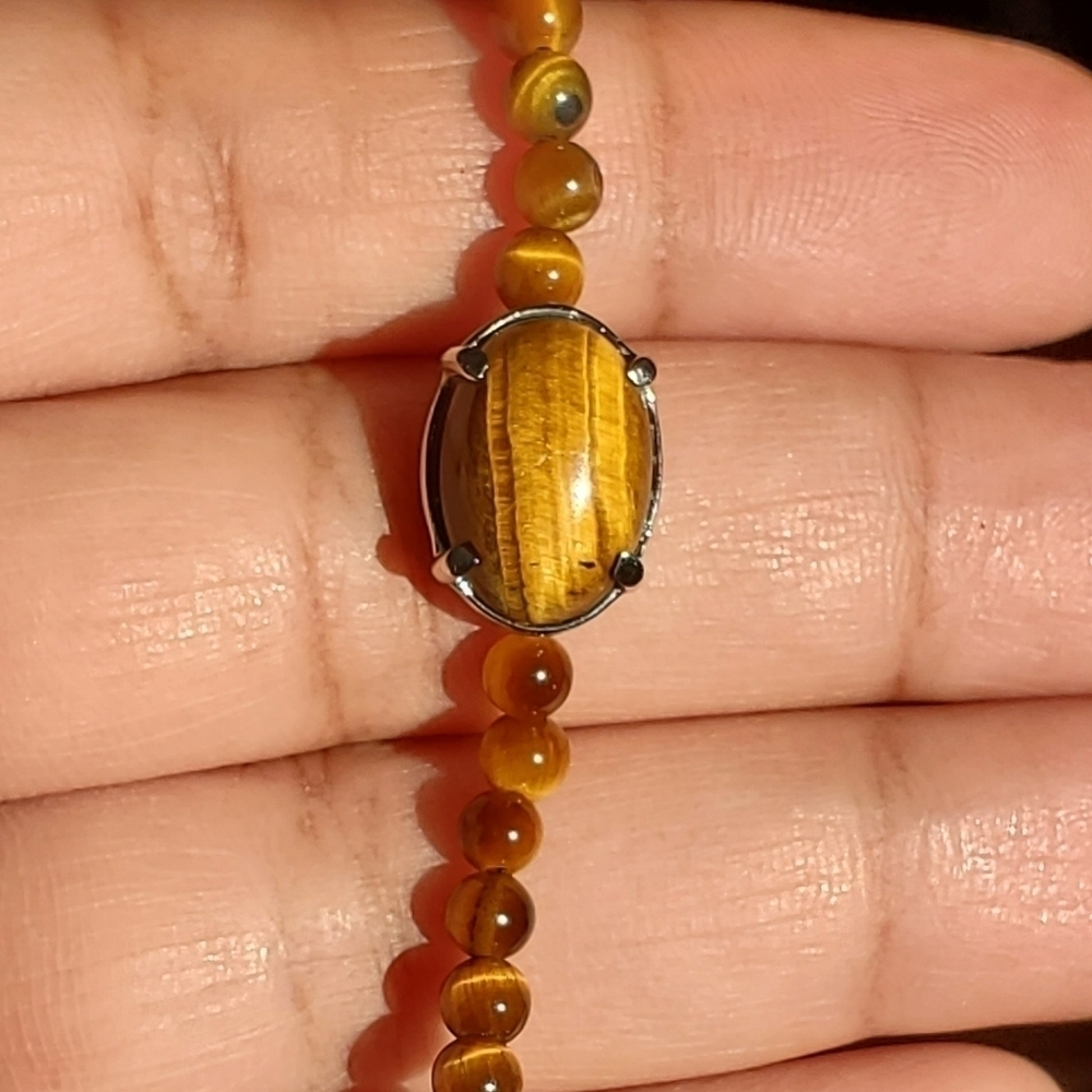 925 SS South African tiger eye heart necklace and stainless steel bracelet - Picture 7 of 10